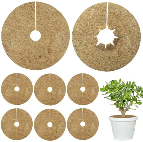 Zocipro Lot de 8 Disques de Paillage Feutre de Jute 20 cm, Tapis Rond en Noix de Coco, Protection des Plantes, Protection Contre Le Gel, Protection Contre Le Froid, Paillage Jardin