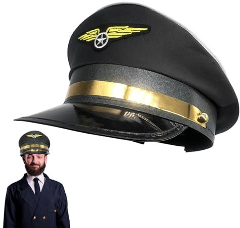 Pilotenmütze,Pilotenmütze Erwachsene | Kapitänsmütze für Marinepiloten für Erwachsene - Flugzeug-Kostümhut, Airline-Themenparty, Pilotenhut, Pilotenkostüm-Zubehör für Halloween, Kostümzubehör