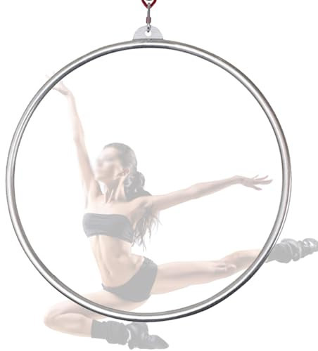 Quixnova 85/90cm Aerial Hoop Set, Single Point Edelstahl Hoop, 3,2cm Rohrdurchmesser, Zirkus Hoop für Tanzstudio, Aerial Fitness,90cm