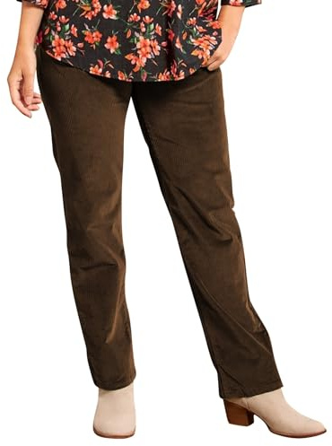 Pantalones de Pana para Mujer Elásticos - Color Negro, Tallas Grandes, de Algodón, Deportivos Largos Con Bolsillos, para Exterior y Ocio