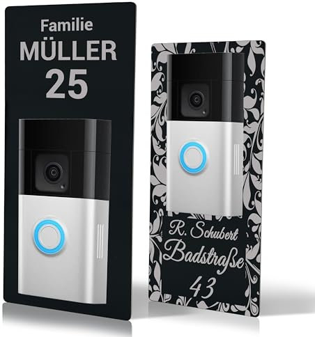 Personalisiertes Klingelschild aus Acryl kompatibel zu Ring Doorbell 2, 3, 4 Plus und Pro und weiteren Modellen | Türschild mit Gravur für Haustür und Briefkasten | Made in Germany
