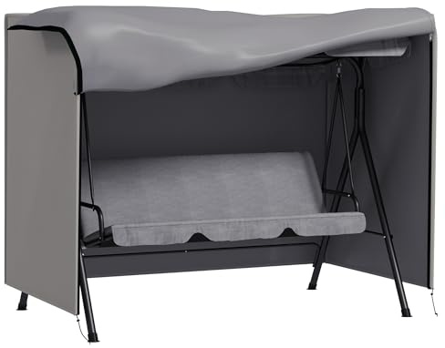 Outsunny Funda Balancín Jardín Funda Columpio Jardín Exterior Cubierta de Columpio de Tela Oxford 600D con 2 Cremalleras Impermeable 205x124x164 cm Gris Claro