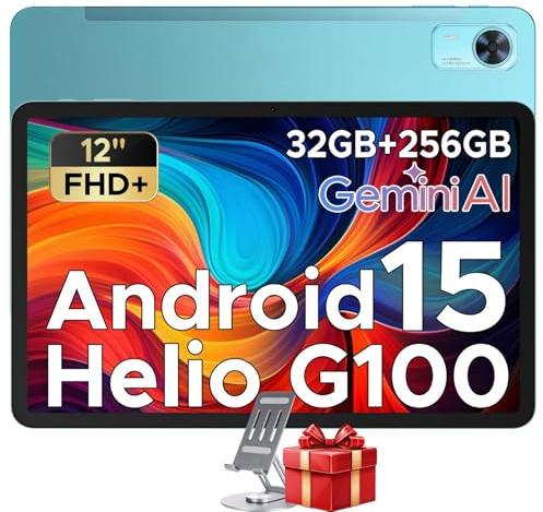 DOOGEE Tab E3+ Tablet 12 Pollici Helio G100, Android 15 Gaming Tablet Con Sim 2.4K 7.5mm, 32GB+256GB, 8800mAh 18W OTG 4G LTE, Dual Card Slots WiFi 2.4G/5G, 13MP+5MP, 90Hz Quattro Altoparlanti, Blu