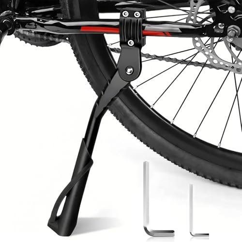 Fahrradständer 24-29 Zoll, Höhenverstellbarer Fahrrad Ständer, Rutschfest Seitenständer, Maximale Belastung 35KG, Stabil Fahrradständer für E-Bike, Montainbike, Trekkingrad, Cityrad, VTT, Rennrad