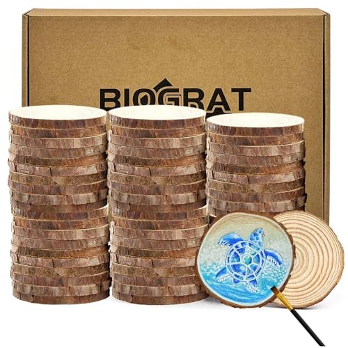 Dischi di Legno Dischetti legno 6-7 cm 60 pz da Decorare, Tronco Legno