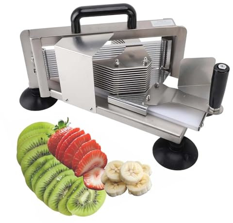 Affettatrice Per Pomodori Professionale, Affettatrice Per Verdure In Acciaio Inox Ad Alta Resistenza, Affettatrice Manuale Per Patate Dolci Con Tagliere Integrato, 4 Piedini A Ventosa,14(6.3mm)