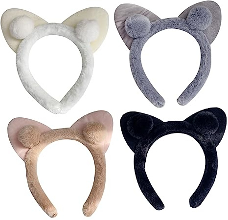 BESTYASH 4pezzi Cerchietti per Capelli Orecchie da Coniglio Copricapo Creativo in Peluche Delicato e Antiscivolo