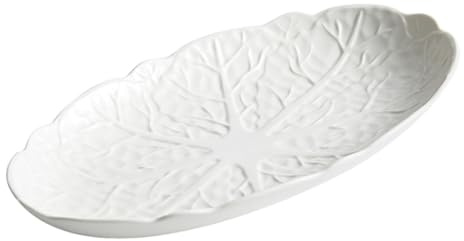 POPETPOP Plat à Poisson Oval 30 Cm En Céramique Blanche, Plateau De Service Ménager Lisse, Pour Repas Familiaux Et Buffets, Assiette à Dîner Créative