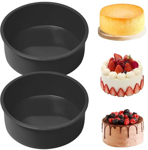 2Pcs Moule Gateau Silicone Rond, 15cm Moule Gateau Rond, Moule Silicone Patisserie pour Cuisson des Gâteaux, Pain, Pâtisserie (Noir)