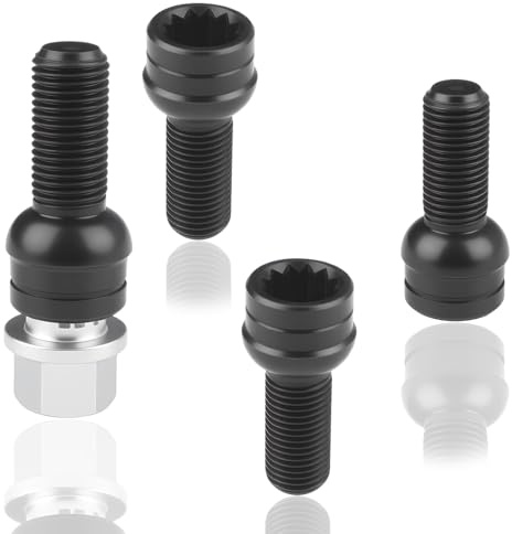 4 perno de rueda de acero, tuerca de rueda tuerca de candado perno para protección y seguridad de las ruedas (M14 x 1,5 MM)