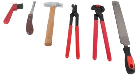 Zerodis Suministros para el Cuidado de Caballos Herramientas Construcción de Aleación con Alicates de Herradura Diseño Ergonómico para Caballos Burros Vacas Ovejas 6 Piezas Herrador Hoof Trim