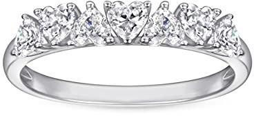 TYKHGFS Damförlovningsringar, kvinnors ringar Sterling Silver 925 Elegant 3 Prong Heart 3,5 mm Cubic Zirconia Ring Silver