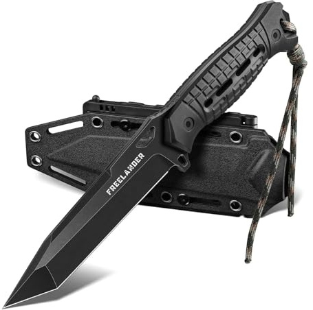 Freelander Coltello da Esterno con Lama Fissa e Fodero in Kydex, Coltello Tanto per Sopravvivenza, Regali per Uomini, Coltelli da Campeggio Outdoor