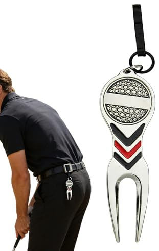 Herramienta Para Reparar Piques Y Marcador De Bolas | Tenedor Divertido Antideslizante de Aleación de Zinc | Herramienta de Divot con Marcador de Bolas de Golf - Para Hombres Niños Coleccionistas Golf