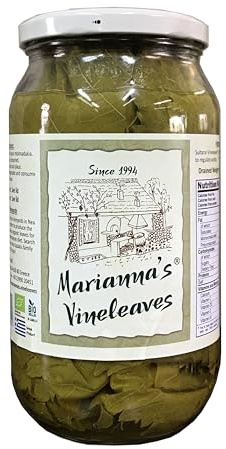 Marianna's Feuilles de Vigne Grecques Biologiques – 400g Poids Égoutté (Environ 120 Feuilles) – Idéales pour Dolmadakia & Recettes Méditerranéennes