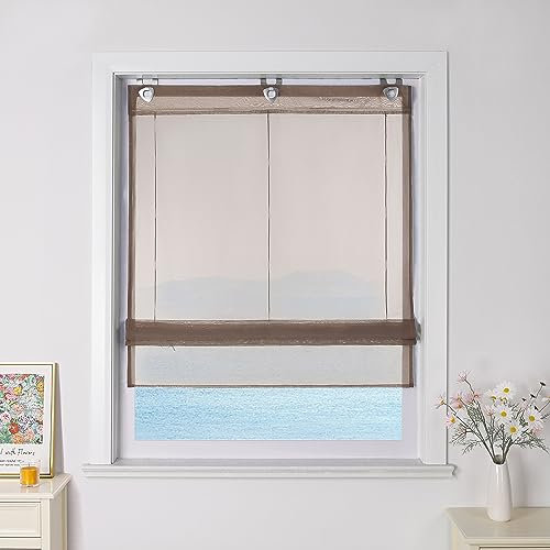 ESLIR Estor plisado sin taladrar, cortina romana con gancho en U, cortina de voile transparente, moderno, 1 unidad, 80 x 130 cm, 1 unidad