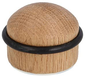 Amig - Pack of 2 Self Adhesive Door Stops | Diameter 35 x 29mm | Model 412 | Oak Finish | Floor Fixing | Includes Screws + Wall Plugs for Installation