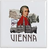 Fabulous Piastrella in ceramica decorativa - Vienna Vintage Collage Vienna Viaggio Austria Mozart - 4,5 x 4,5 cm