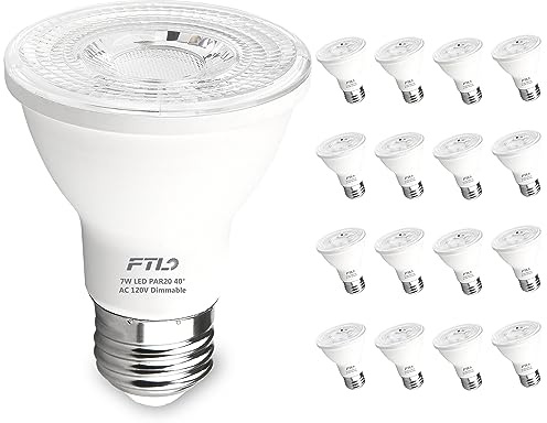 FTL 20-Pack PAR20 Led Bulbs 3000K, 7W 600LM Dimmable Warm White 50W 60W Equivalent, Flood Light Bulb Indoor Outdoor, E26 Spotlight for Recessed Lighting