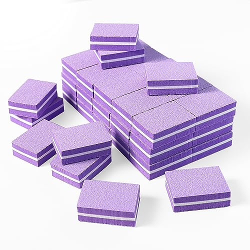 50 mini bloques de pulidor, 100/180 grano morado de doble cara para uñas naturales, de gel y acrílicas, uso doméstico y de salón