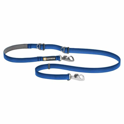 RUFFWEAR Switchbak Dog Lead, Double Ended Lead for Dogs, Strong Adjustable Dog Lead, Hand Held Over Shoulder or Waist Worn Hands-Free Dog Training Lead, 0.8-2.1m No Tangle Dog Leash, Blue Pool