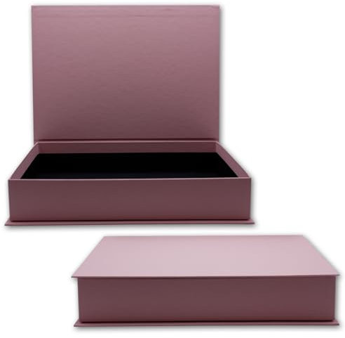 NEUSER PAPIER Geschenkbox mit Klappdeckel - 1 Stück - DIN A4 - Altrosa bezogen - innen schwarz kaschiert - 334 x 242 x 65 mm - Aufbewahrungsschachtel