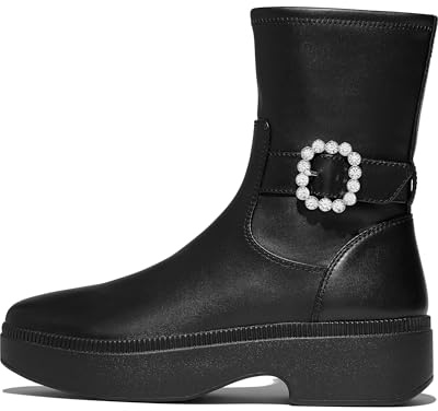Fitflop dam F-luma Crystal-buckle Leather Short BootsKänga