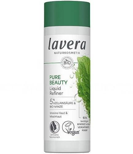 lavera Pure Beauty Liquid Refiner – Naturkosmetik Gesichtswasser mit Azelainsäure & Bio-Minze – sanftes Peeling & Porenverfeinerer für unreine Haut & Mischhaut – vegane Gesichtspflege – 100ml