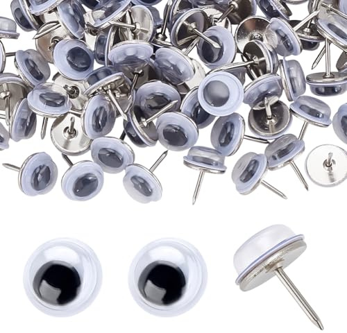 PH PandaHall 100pcs Punaises Noires en Forme D'Œil Mobile Punaises Murales à Yeux Punaise Créative 10mm Punaise pour Tableau en Liège pour Carte Tableau D'Affichage Photo Bureau Maison