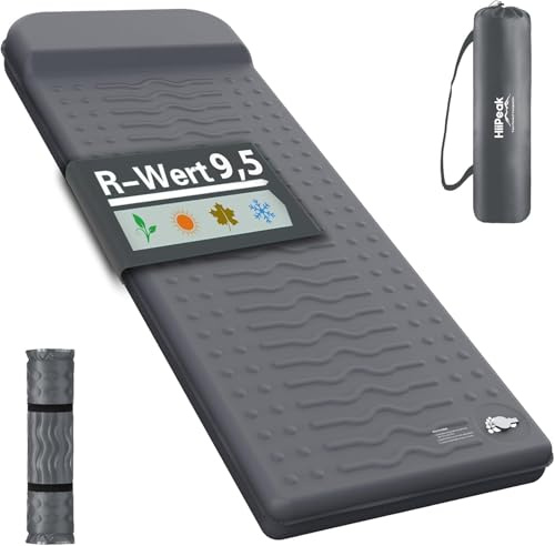 HiiPeak Matelas Camping Autogonflant – Matelas en Mousse avec Oreiller, Matelas Gonflable Isolé R-Value 9,5, Tapis de Couchage Confort pour Camping, Randonnée, Trekking, Tente