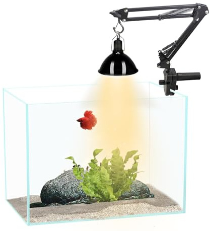 Soporte para lámpara de reptiles, lámpara de calor, tipo clip, color negro, soporte de lámpara de metal con brazo giratorio de 360°, ajustable para reptiles, tortugas, arañas, geckos, lagartos