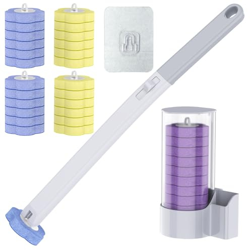Disposable Toilet Brush With 36pcs Wand Cleaner Refills Wall Mounted Toilet Bowl Brush Holder Set Toilet Cleaning System For Bathroom Cleaning