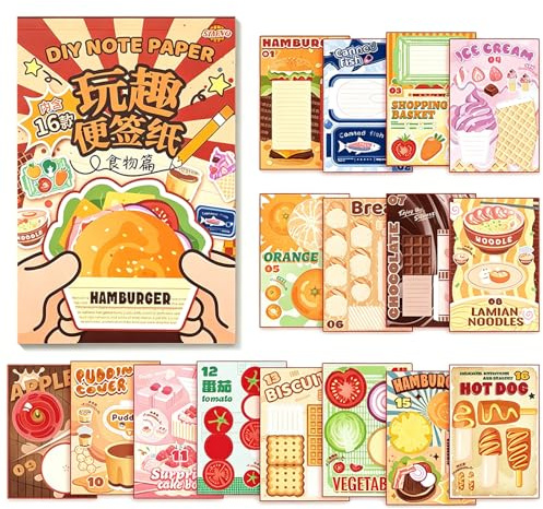 KASESSS 16 Fogli Snack Deliziosi Carta Scrapbooking, Attività Pratiche Divertenti Scrapbooking Kit, 21 x 14cm Carta di Riso per Decoupage, Diverso Scrapbook Paper per DIY Artigianato Creare Journal
