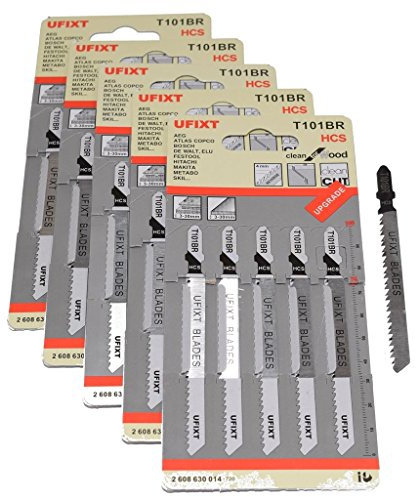 Jigsaw Blades T101BR – Down-Cutting for Laminates & Veneers | HCS | T-Shank | 25 Pack by Ufixt