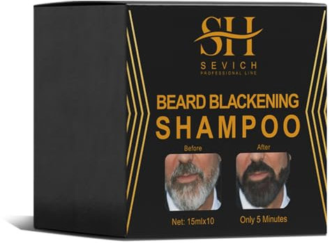 SEVICH Black Beard Dye Shampoo, Bartpflege Repair Grey Cover Schnurrbart Conditioner Weichspüler, parfümfrei