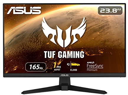 ASUS TUF Gaming VG249Q1A Gaming Monitor â€“ 23.8 inch Full HD (1920 x 1080), Overclockable 165Hz(above 144Hz), Extreme Low Motion Blur, FreeSync Premium, 1ms (MPRT), Shadow Boost