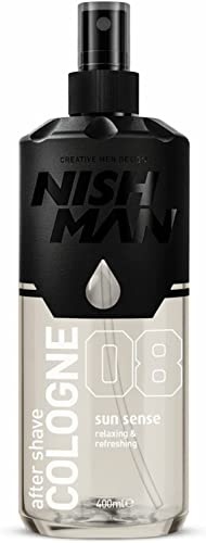 NISHMAN Aftershave Cologne 08 - Sun Sense 400ml – Refreshing After Shaving Spray Lotion for Men - Scent of Lemon, Orange Blossom, Vanilla & Cedar - Mens After Shave Cologne