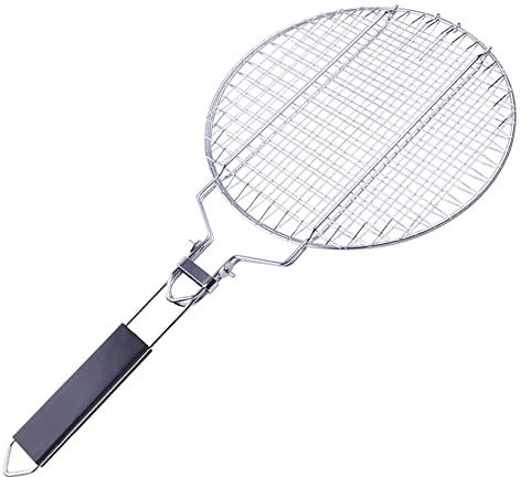 West Raccoon Portable BBQ Grill Basket Fish Grill Basket with Removable Handle with Removable Handle for Outdoor Grill Vegetables Fishes (WR-58 Round Clip)