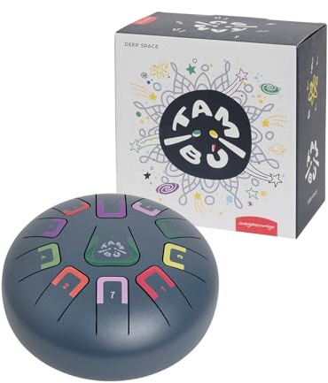 TAMBÚ Tungtrumma i stål. 8 tum, 11 anteckningar. Handpan, metalliskt slaginstrument (blågrå)
