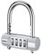 ORIA 4 Digit Combination Padlock with Adjustable Long Shackle, U-Shaped Resettable Lock, Security Number Lock, Zinc Alloy Material, Waterproof Padlock for Gym/Bicycle/Toolbox/Cabinet, etc. -Silver