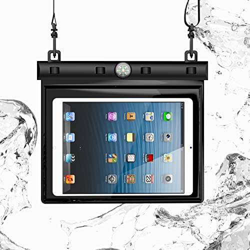 N NEWTOP Cover Impermeabile Universale WA04 per Tablet 7-8 Pollici Massimo 21x14cm, Custodia Subacquea Trasparente Plastica Borsa Tracolla Protezione Acqua Sabbia Pioggia Waterproof (Black)