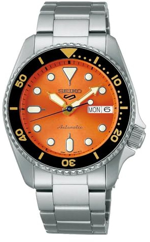 Seiko 5 Sports SKX 'Midi' 38 mm Orange | Armband aus Edelstahl SRPK35K1