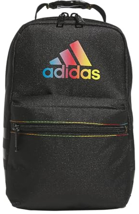 Adidas 983578 Santiago Lunch Bag Cooler for Women and Men, Insulated Food Container Box with Mesh Pocket, Polyester, Black Rainbow/3.0