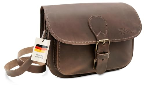 Thielemann Handtasche Damen San Francisco Made in Germany, aus extra starkem Leder Tasche zum Umhängen, Crossbody Bag Frauen, Umhängetasche Vintage (ranger | dunkelbraun)