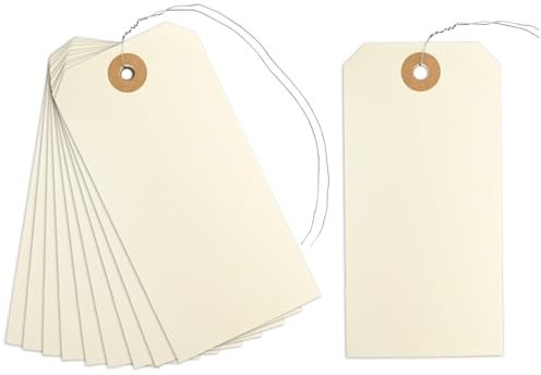120-pack manila tomma fraktetiketter med tråd, 120-pack, 4 x 5 cm etikettetiketter med trådbifogade papperslappar med förstärkt ögla