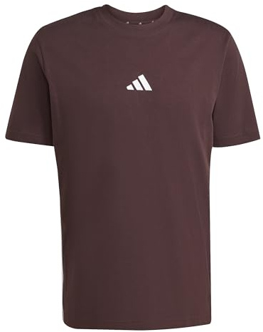 adidas Men's Essential Three Stripes Single Jersey TEE, Shadow Brown/Black, 3XL