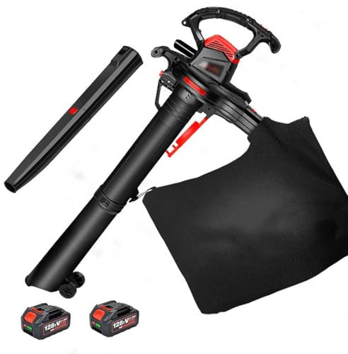 LMYYDES Soplador y Aspirador de Hojas, Aspirador y triturador de Hojas inalámbrico, 6 velocidades, 2 baterías de 4,0 Ah, triturador y Aspirador de Hojas para el Cuidado del césped