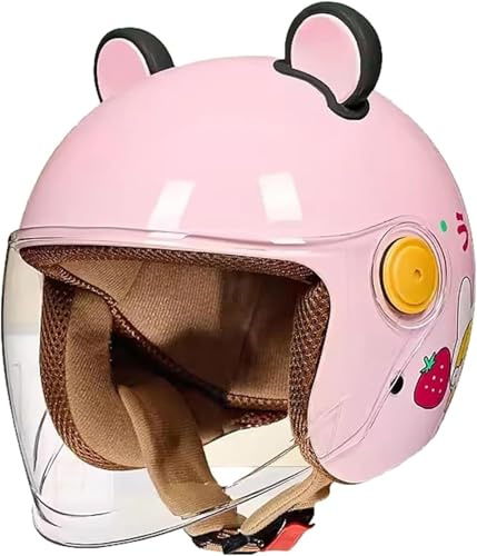 Casco Da Motociclista Per Bambini, Casco Da Scooter,Casco Aperto Con Visiera Parasole,Casco Da Scooter Per Ragazze, Casco Da Ciclomotore Per Ragazzo, Borsa A Sgancio Rapido,48-55Cm A,48-55cm