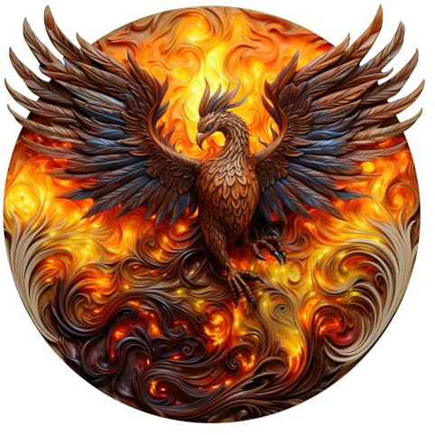 3D Puzzle Holz, Holzpuzzles für Erwachsene und Kinder, 300 Teile Phönix Einzigartige Tierförmige Holz Puzzle aus Tierteilen, 34.5 * 34.5cm, B