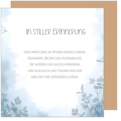 Edition Seidel Premium quadratische Trauerkarte mit Umschlag. Beileidskarte Karte mit Spruch In stiller Trauer Mitgefühl stille Anteilnahme Abschied herzliches Beileid (TQ121 SW025)